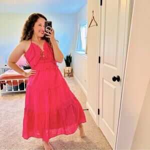 Sea New York Pink Cotton Tiered Maxi Dress XS/S